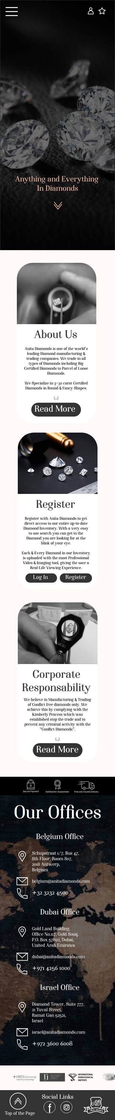 Anita Diamonds mobile - Homepage
